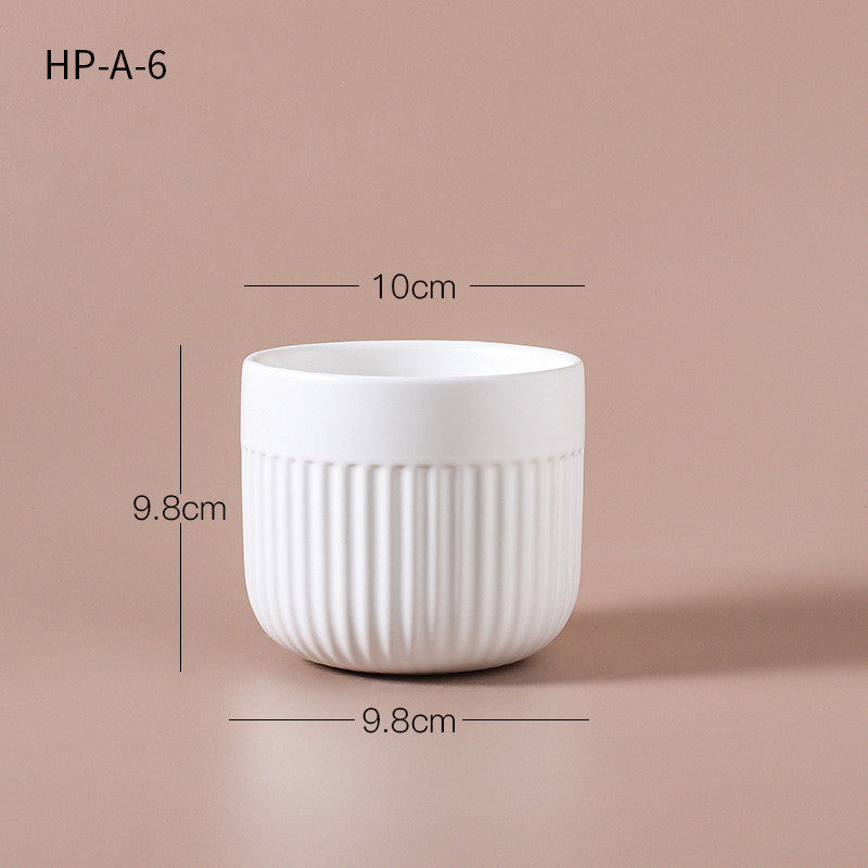 Matte Striped Ceramic Flower Pot