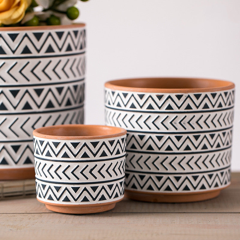 patterned plant pots Nordic White Ceramic Pot – Everplant