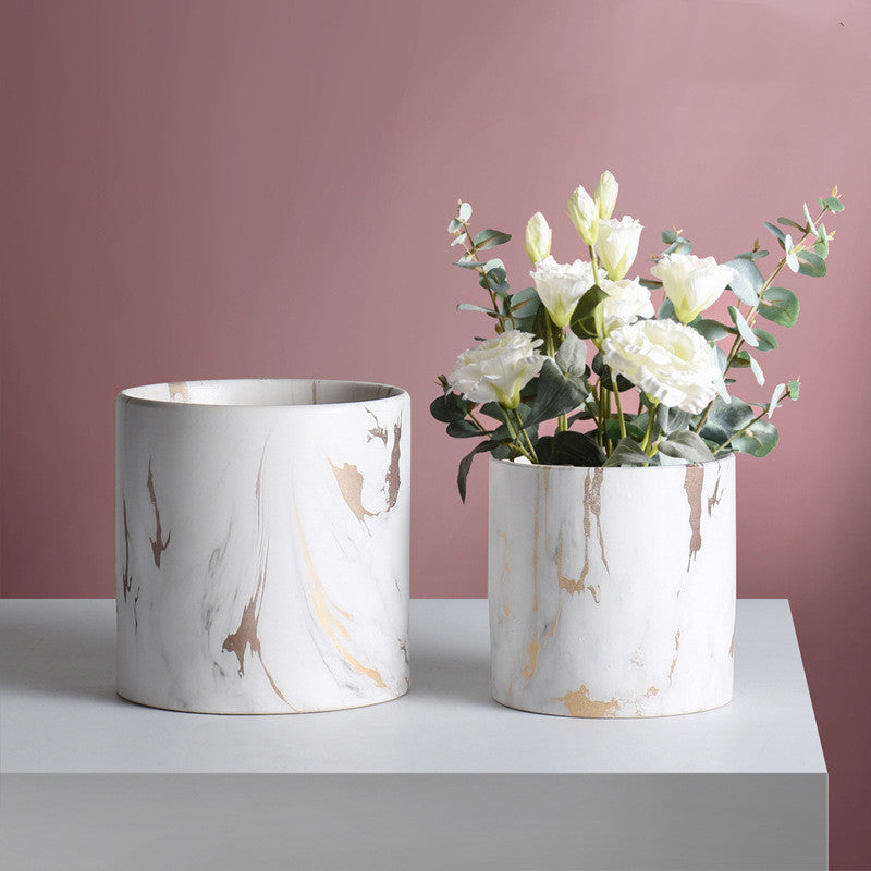 large marble planter pot Round Marbled Ceramic Pot – Everplant