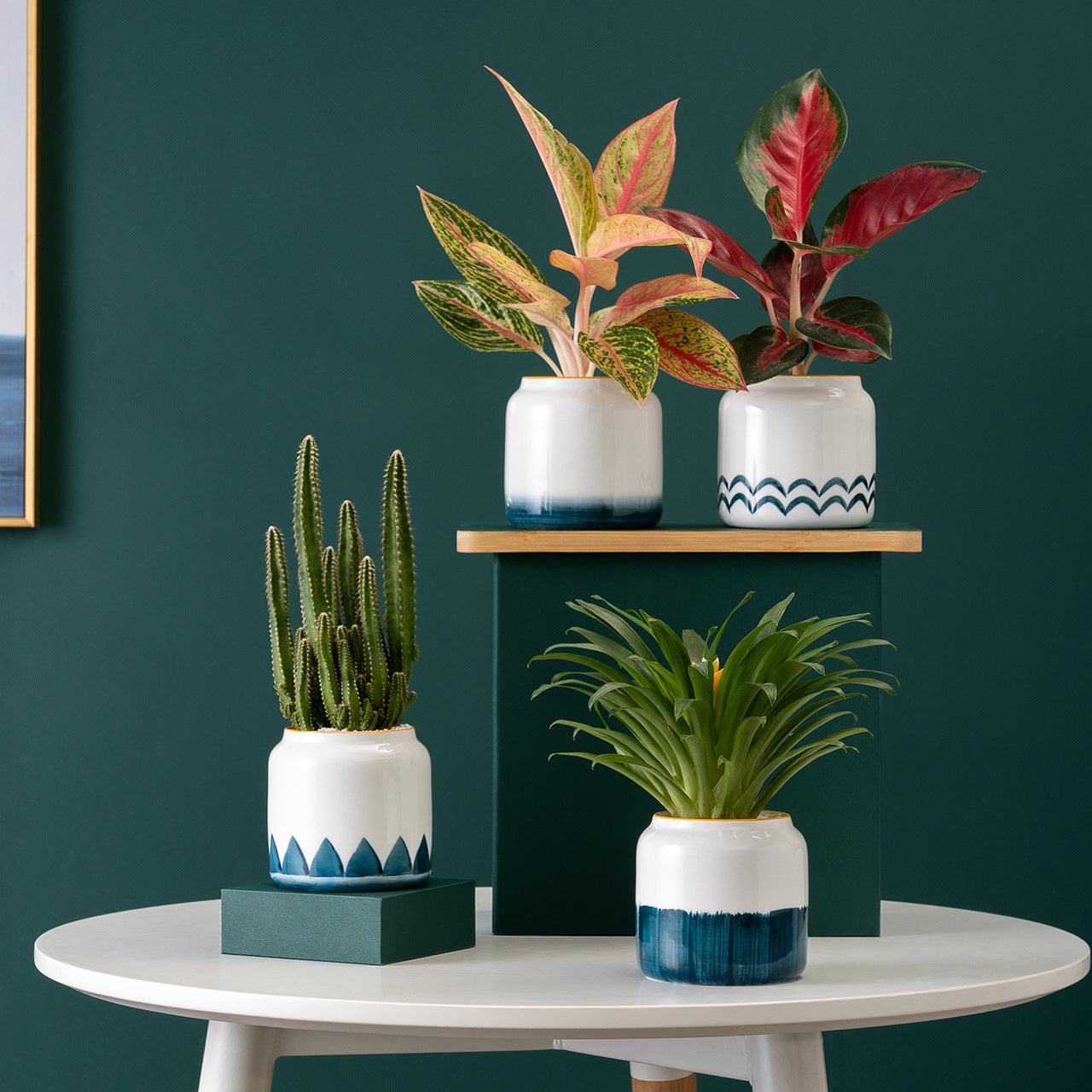hand painted indoor plant pots Simple Hand-painted Ceramic Pot