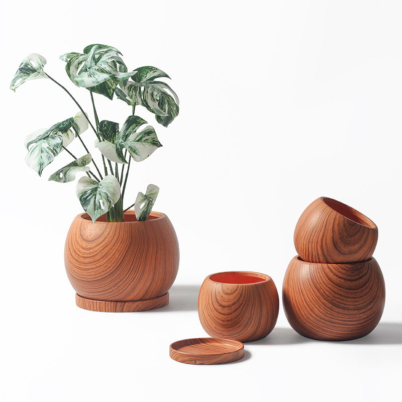made plant pot Hand-made Cement Wood Pot