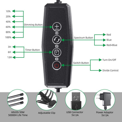 Plant Growth Light With Set Timing And Dimming