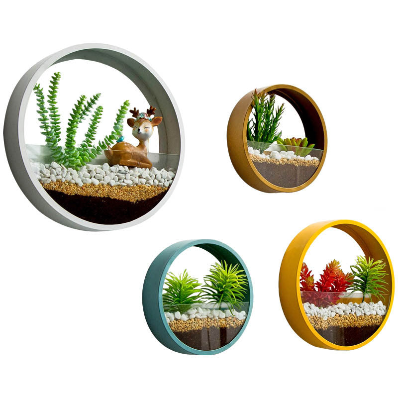 round hanging wall vase planter Eco-Friendly Circular Wall-Mounted Planters White / 25cm