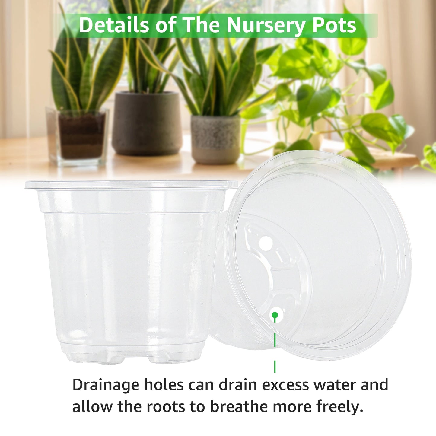 30 Pack 3.5/4/5 Inch Clear Nursery Pots