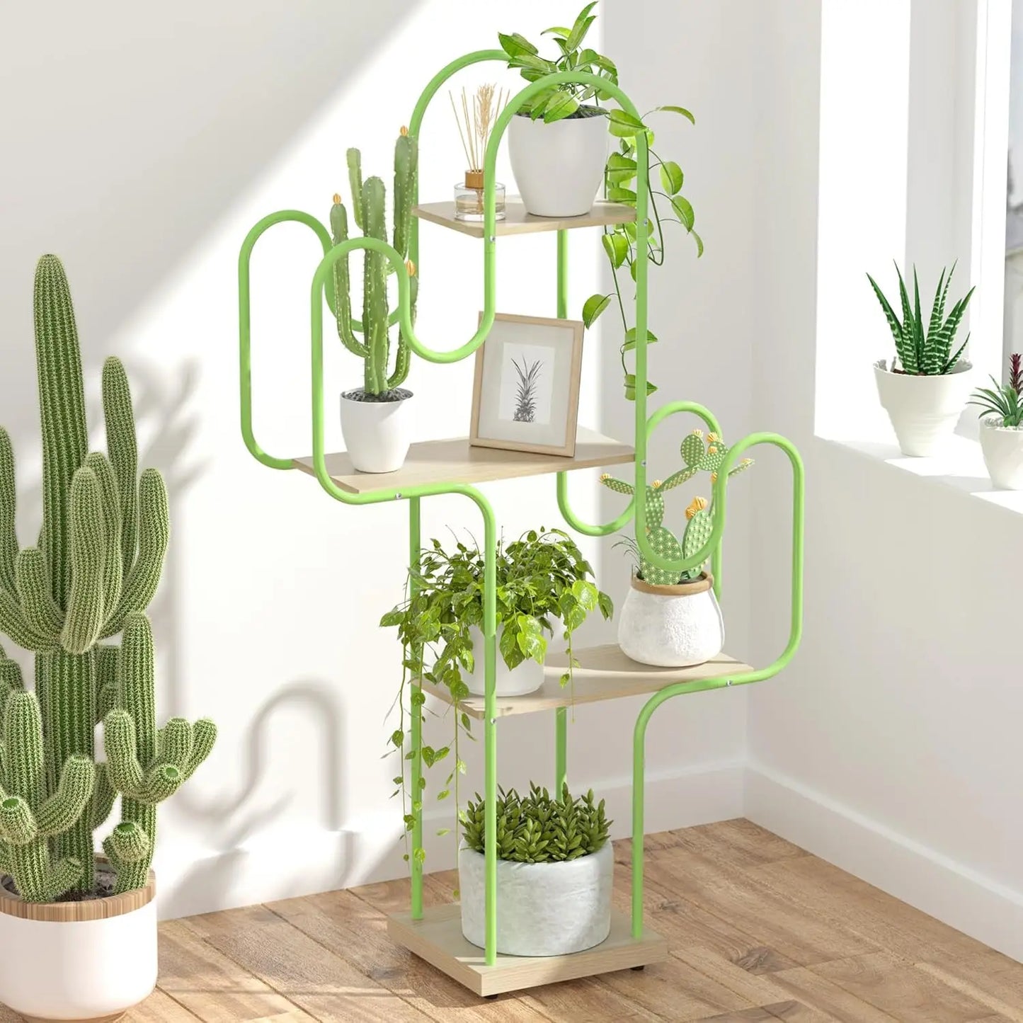 Metal Cactus Plant Display Shelf